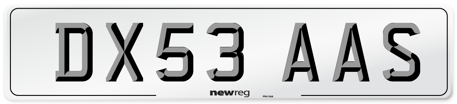 DX53 AAS Number Plate from New Reg